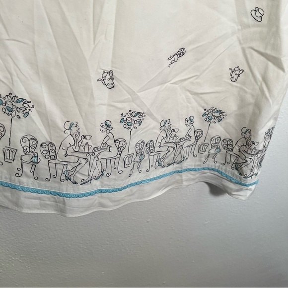 Vintage Loft Skirt White Embroidered Cafe Pattern 8 - Picture 5 of 10